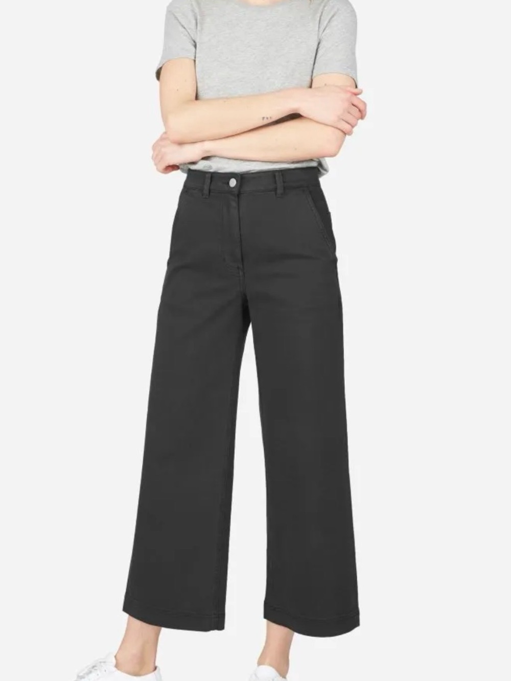 Everlane Wide Leg Crop Pants in White